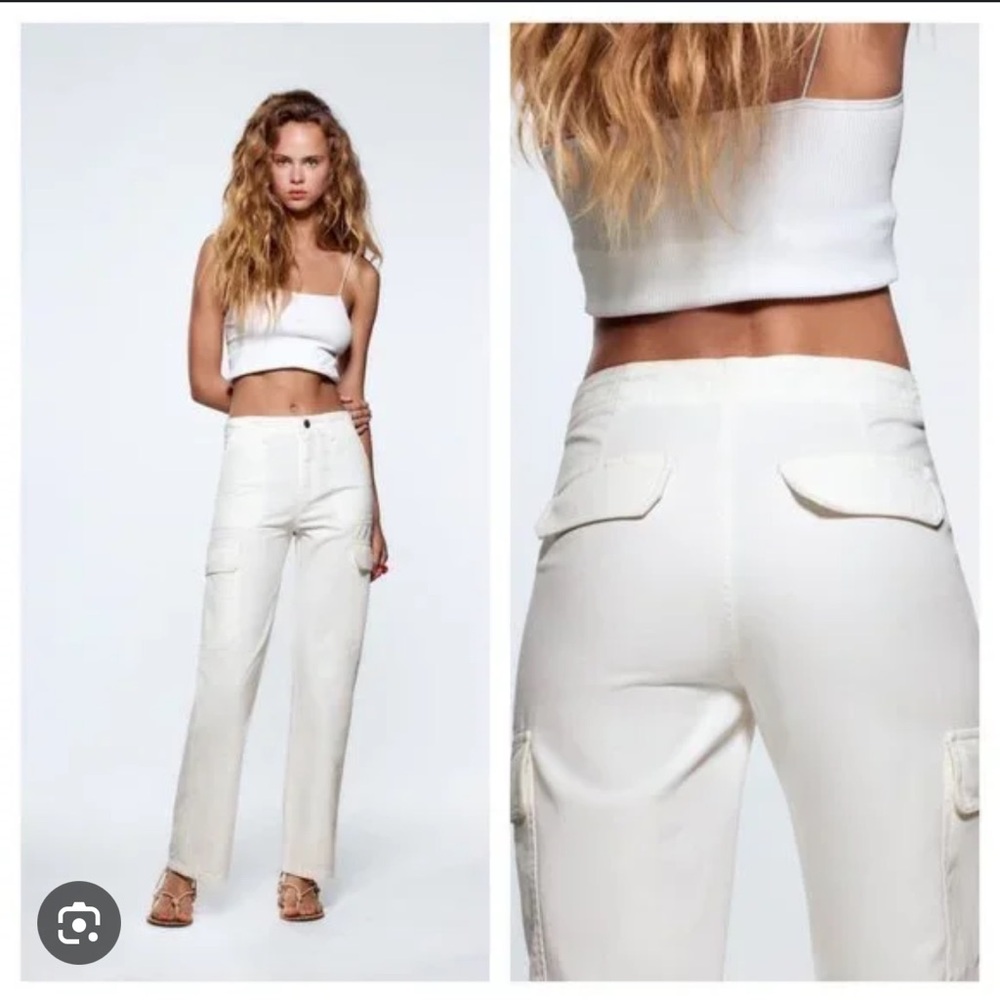 Zara white cargo pants - 0